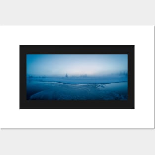 Winter - Moody Panorama Shot of Foggy Morning by Frozen River Posters and Art